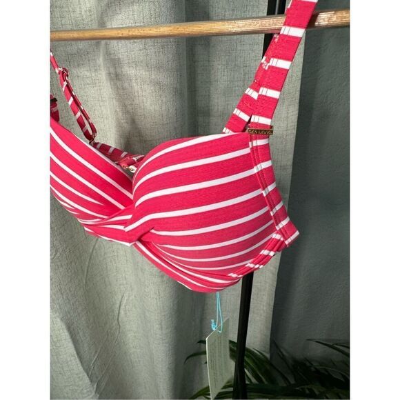 Sea Level Swim Coral Chamarel Cross Front Moulded Underwire Bikini Swim Top NWT - Picture 2 of 6